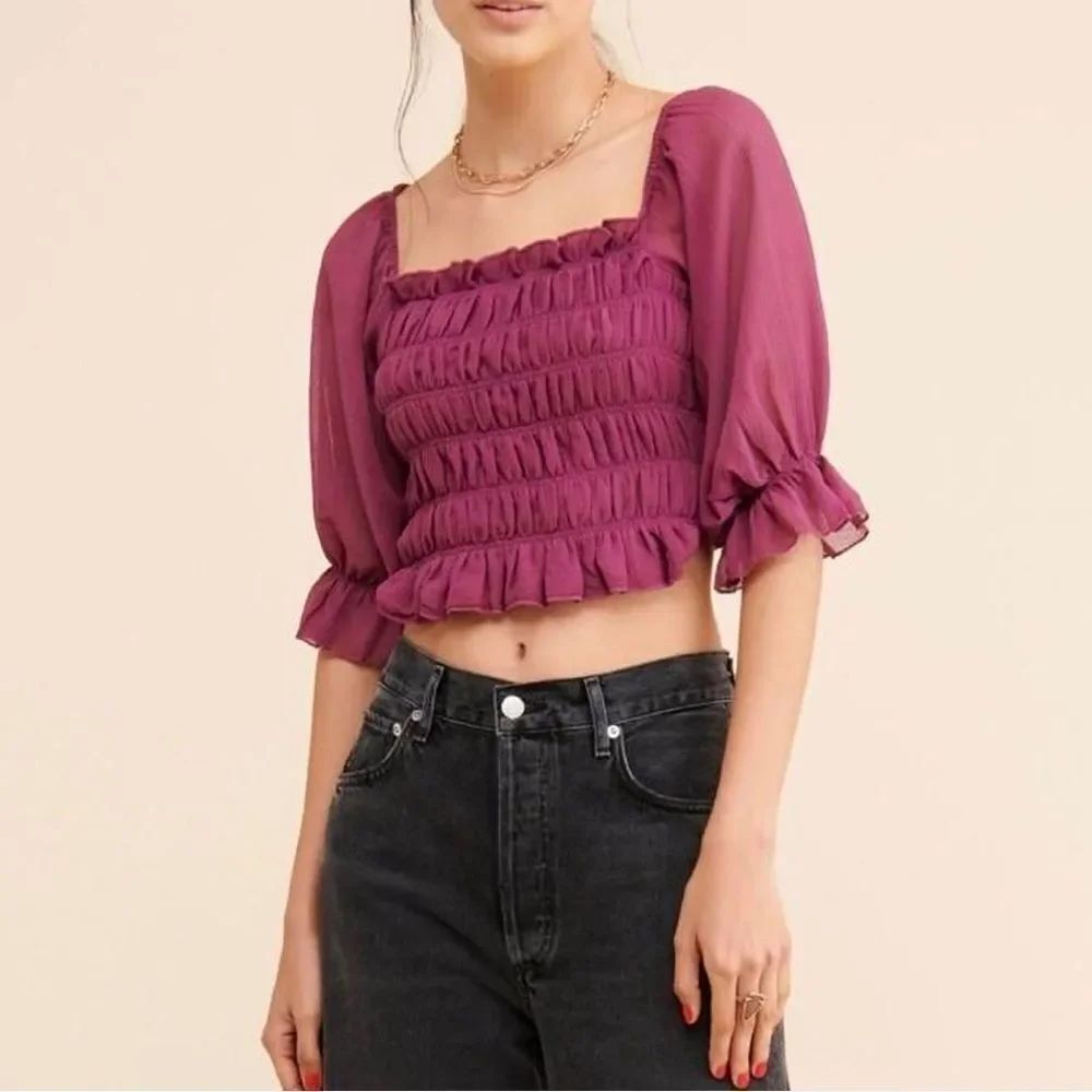 Urban Outfitters Plum Purple Puff Sleeve Blouse Top Women’s Medium